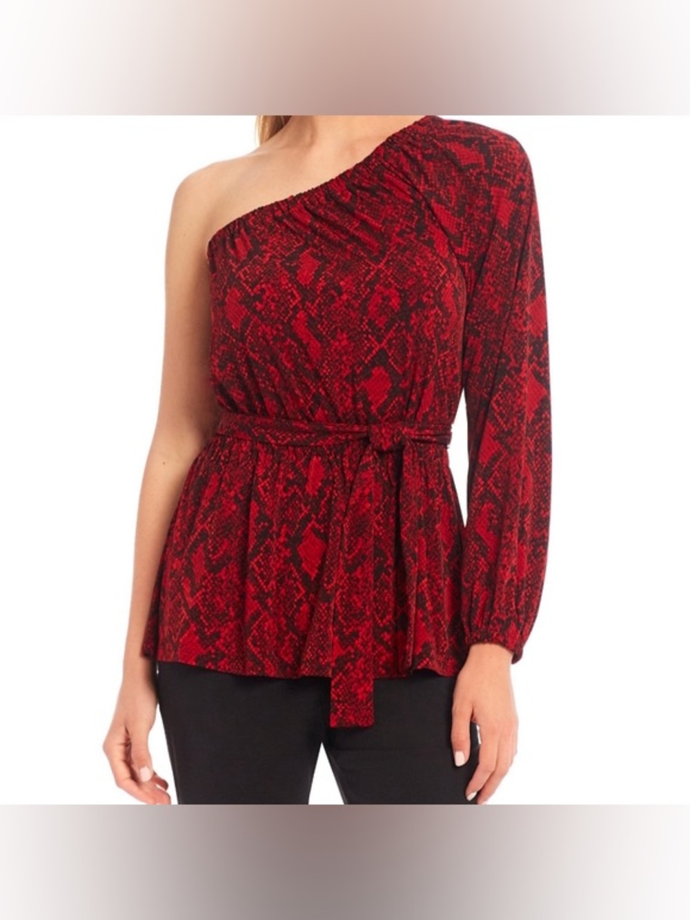 Michael Kors One Shoulder Python Snake Print Blouse Small NWT